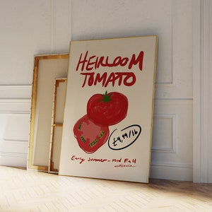 Heirmloom Tomato Poster - Vegetable Poster - Pop Art - Food Illustration - Botanical Poster Print - Mid Century Print - Hand drawn print