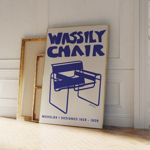 Wassily Chair - Marcel Breuer Poster - Blue Sketch Print- Bauhaus Art Print - Exhibition Poster- Minimalist Wall Art - Bauhaus Poster