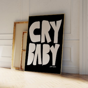 Plakat Cry Baby - wydruk z połowy wieku - estetyczny wystrój pokoju - modny monochromatyczny obraz ścienny z lat 70. - plakat w stylu Bauhaus - wydruk w stylu retro
