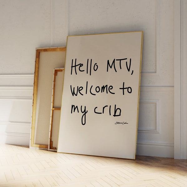 Hi MTV, Welcome to My Crib Print - Mid Century Print - Ästhetische Wandkunst - 70er Monochrome Wandkunst - Bauhaus Print - Typografie Print