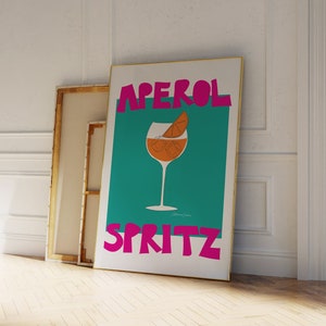 Aperol Spritz Poster - Retro Drink Poster - Aperol Poster -  Bar Cart Decor Print  - Kitchen Art - Vintage Drink Print - Drink Lovers Gift