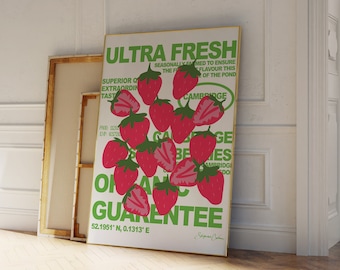 Strawberry Pop Art Print: Fruit Market Botanical Poster