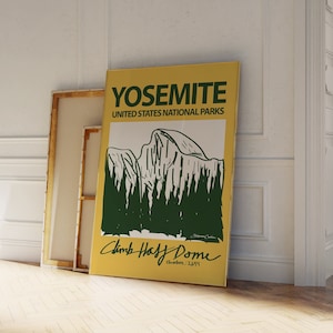 Yosemite Nationalpark Poster - Nationalpark Poster - Kalifornien Poster - Wanderposter - Retro Wandkunst - Half Dome Poster