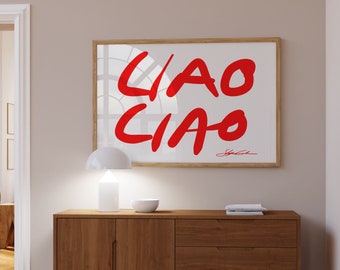 Ciao Ciao Horizontal Print, Mid Century Print,  Aesthetic art, Bauhaus Print, Typography Print, Bedroom Poster, Narrow Print, Entryway Print