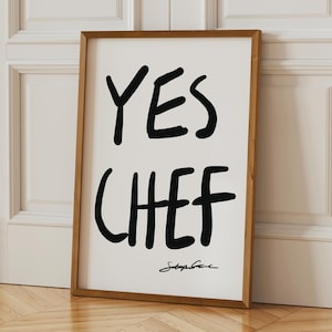 Yes Chef Poster Print: Mid-Century Modern Typography Kitchen Print
