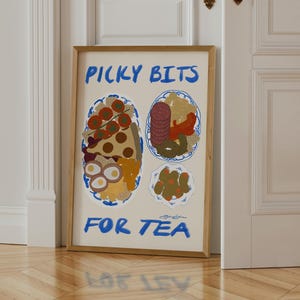 Picky Bits for Tea Kitchen Print: Poster per cena tra ragazze per le pareti della sala da pranzo
