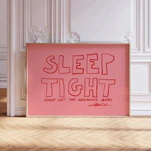 Sleep Tight Horizontal Print, Trendy Bedroom Poster, Mid Century Modern Wall Art