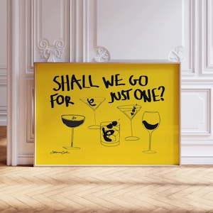 Shall We Go for Just One? Vintage Drinks Poster: Mid-Century Modern Horizontal Kitchen Art