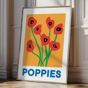 Poppies Flower Print, Flower Market Print, Boho Art Print, Flower Shop Decor, Flower Market Poster, Botanical Poster, Trendy Wall Art