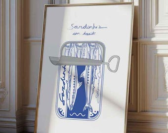 Lisbon Sardines Vintage Art Print: Portuguese Kitchen Decor