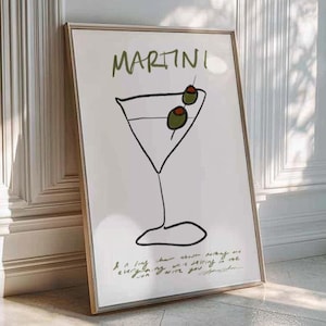 Sztuka Martini, Plakat Martini, Sztuka Przepisów na Koktajle, Druki na Wiwaty, Druki Alkoholowe, Sztuka Ścienna Koktajli, Modna Sztuka Wózka Barowego, Nowoczesny Styl Mid Century