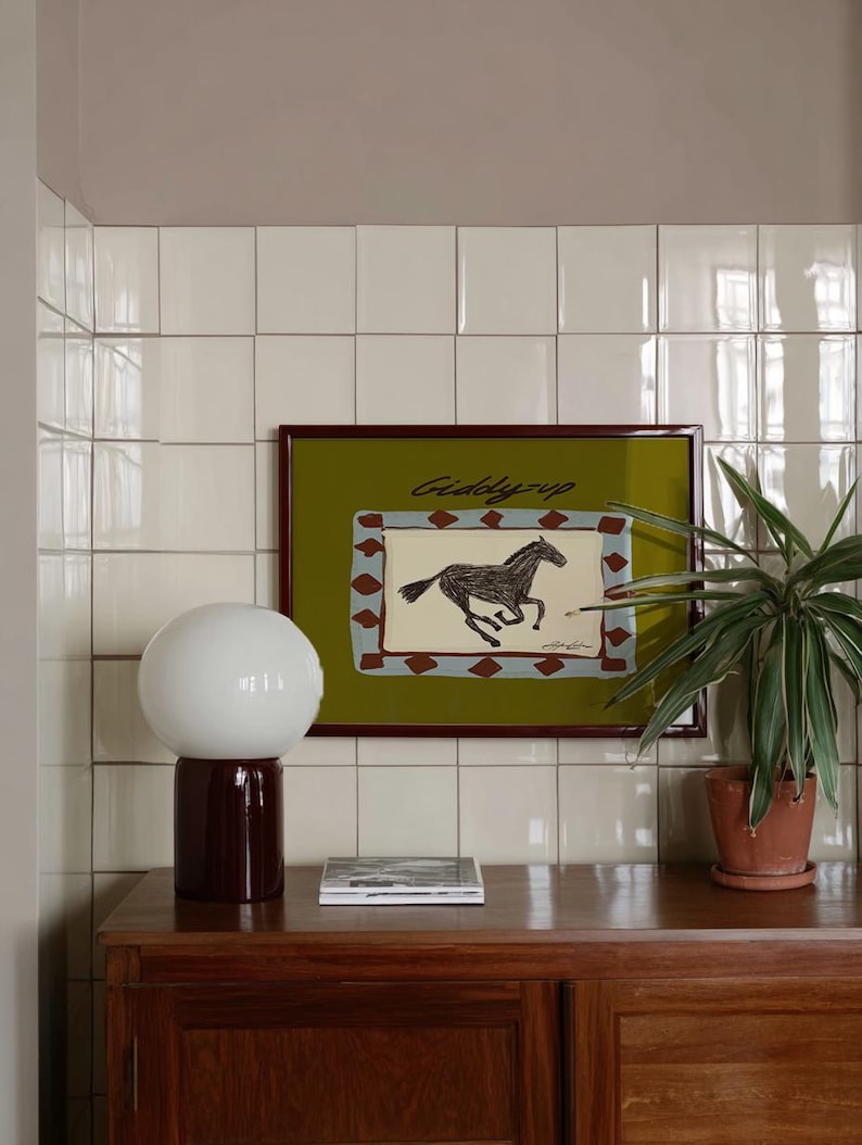 Impresión artística de pared horizontal Giddyup Horse, ilustración de vaquero del suroeste imagen 18