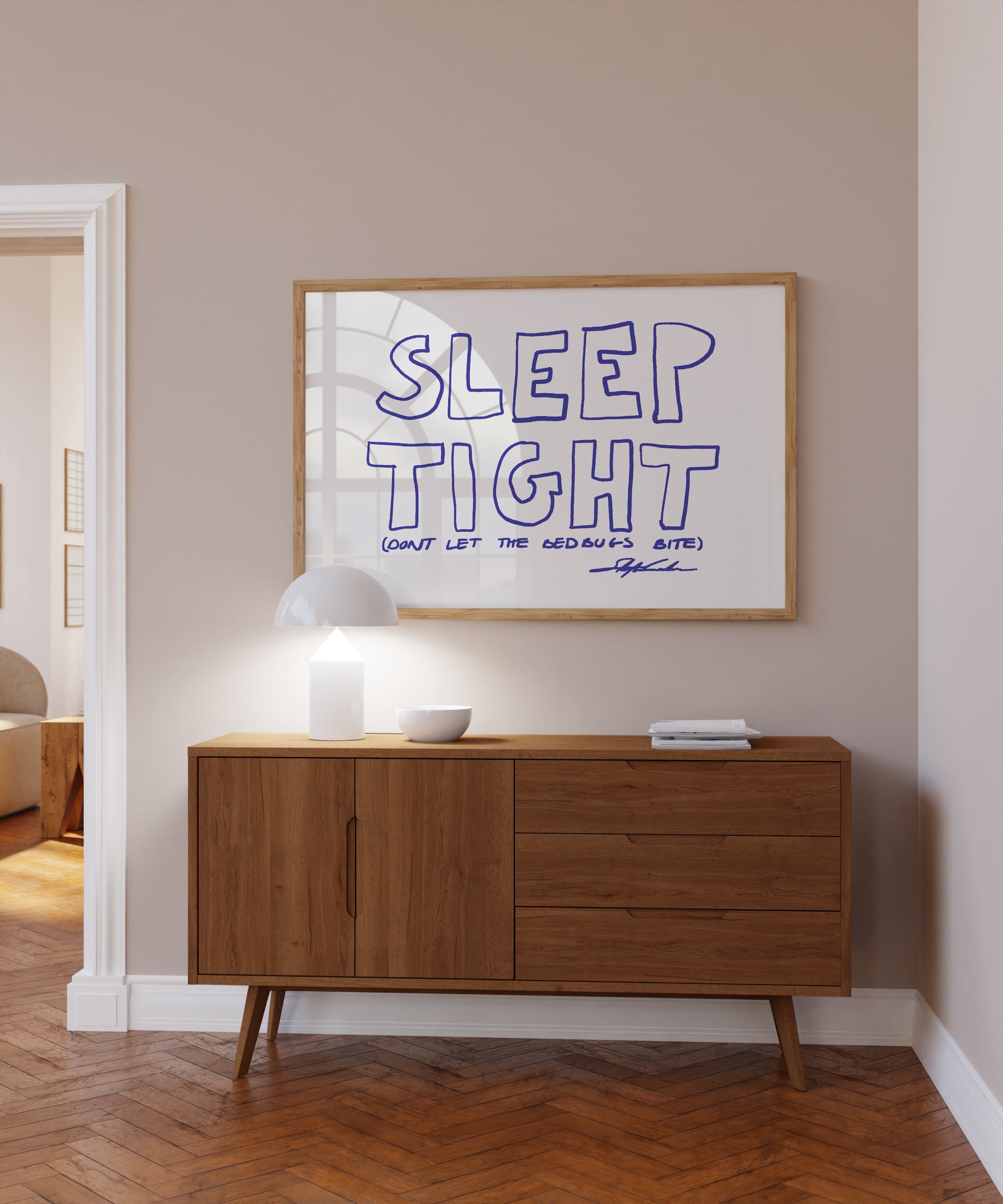 Sleep Tight Horizontal Print, Mid Century Print,  Aesthetic wall art, Bauhaus Print, Typography Print, Trendy Bedroom Poster, Narrow Print