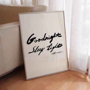 Goodnight Sleep Tight Typography Poster Print: Minimalist Bedroom Wall Art for Above the Bed