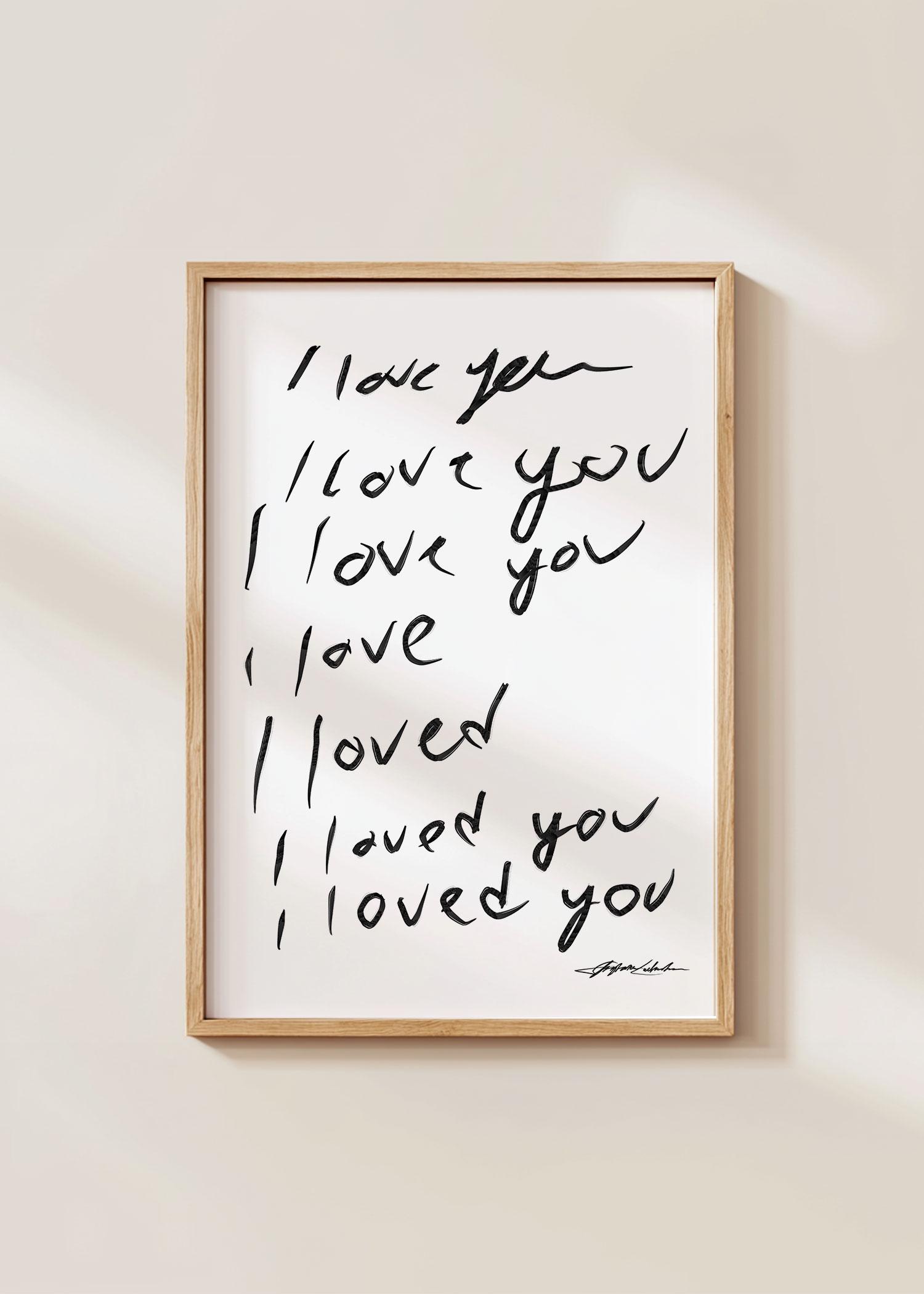 I Loved You Print, Mid Century Modern Art, Handwritten Typography