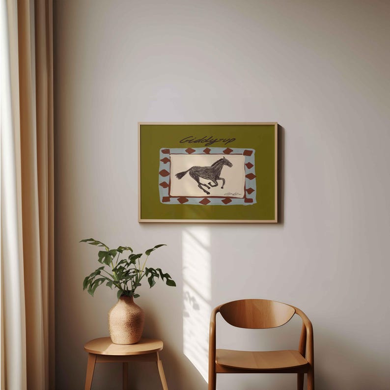 Impresión artística de pared horizontal Giddyup Horse, ilustración de vaquero del suroeste imagen 12