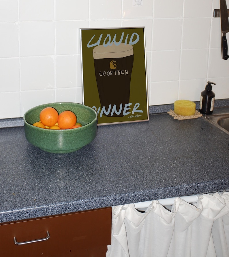 Liquid Dinner Guinness Beer Print: Irish Wall Art for Kitchen and Bar Cart image 3