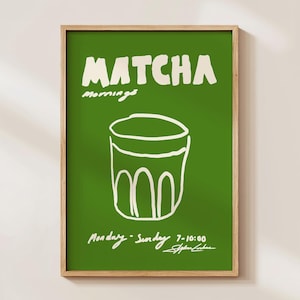 Matcha Poster: Retro Coffee Bar Art, Modern Kitchen Print image 3