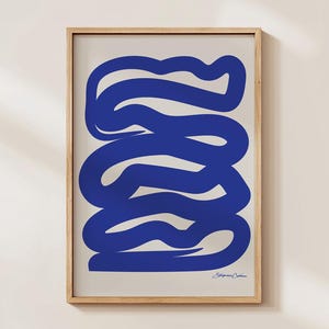 Blue Abstract Squiggle Art Print: Mid Century Modern Bauhaus Poster image 6
