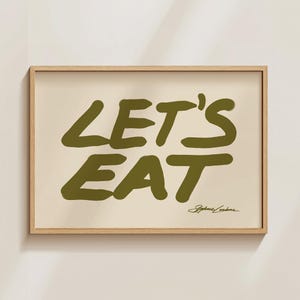 食べよう横長の壁アート、細長い壁アート、キッチンの壁アート、ソファーの上アート、流行のタイポグラフィプリント、キッチンプリント、バーカートの装飾