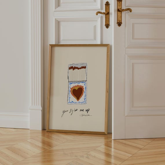 You Light Me Up - Matchbook Painting Wall Art Print: Whimsical Print
