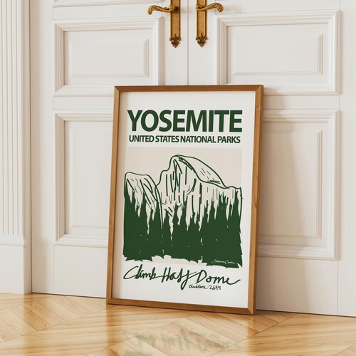 Retro Yosemite National Park Poster: Retro Mountain Wall Art Print, Girl for Nature Lover, California Souvenir, Cool Girl Art Prints