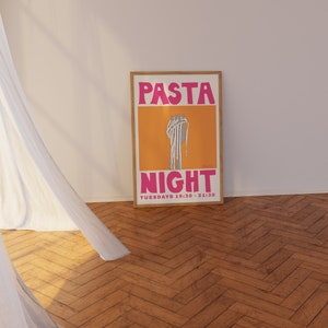 Pasta Night Poster Spaghetti Poster Food Print Modern Kitchen Decor Pasta Print Retro Wall Art Pop Art Food Print image 5