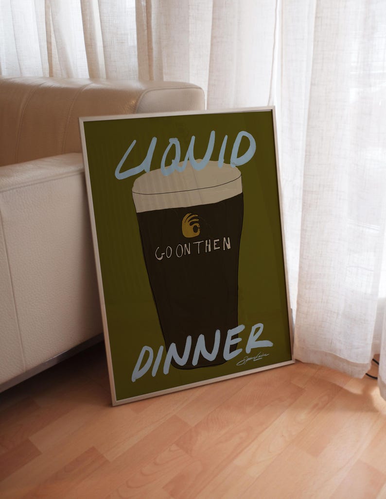 Liquid Dinner Guinness Beer Print: Irish Wall Art for Kitchen and Bar Cart image 6