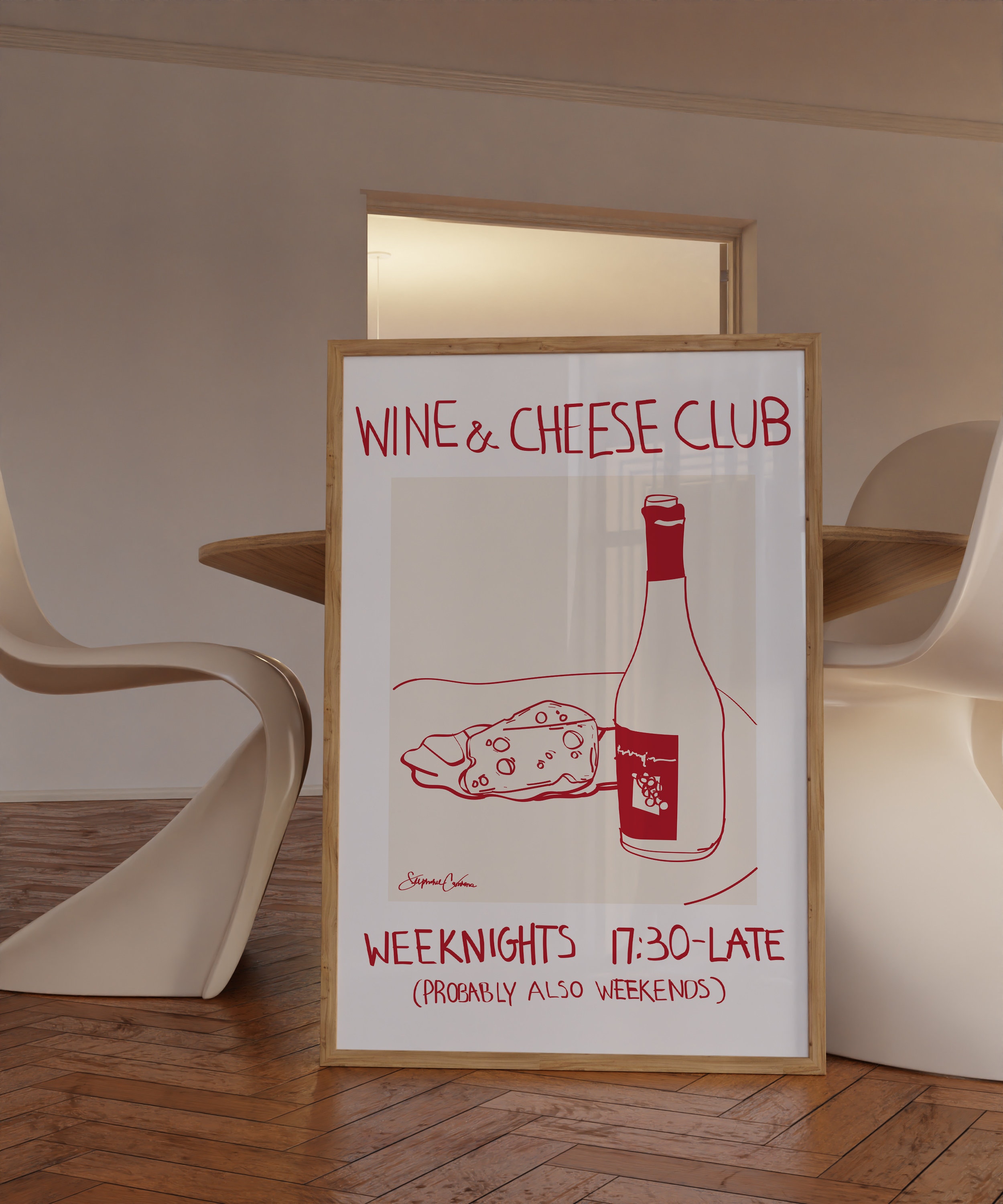 Wine and Cheese Club Poster Vintage Food Poster Wine Print Etsy UK