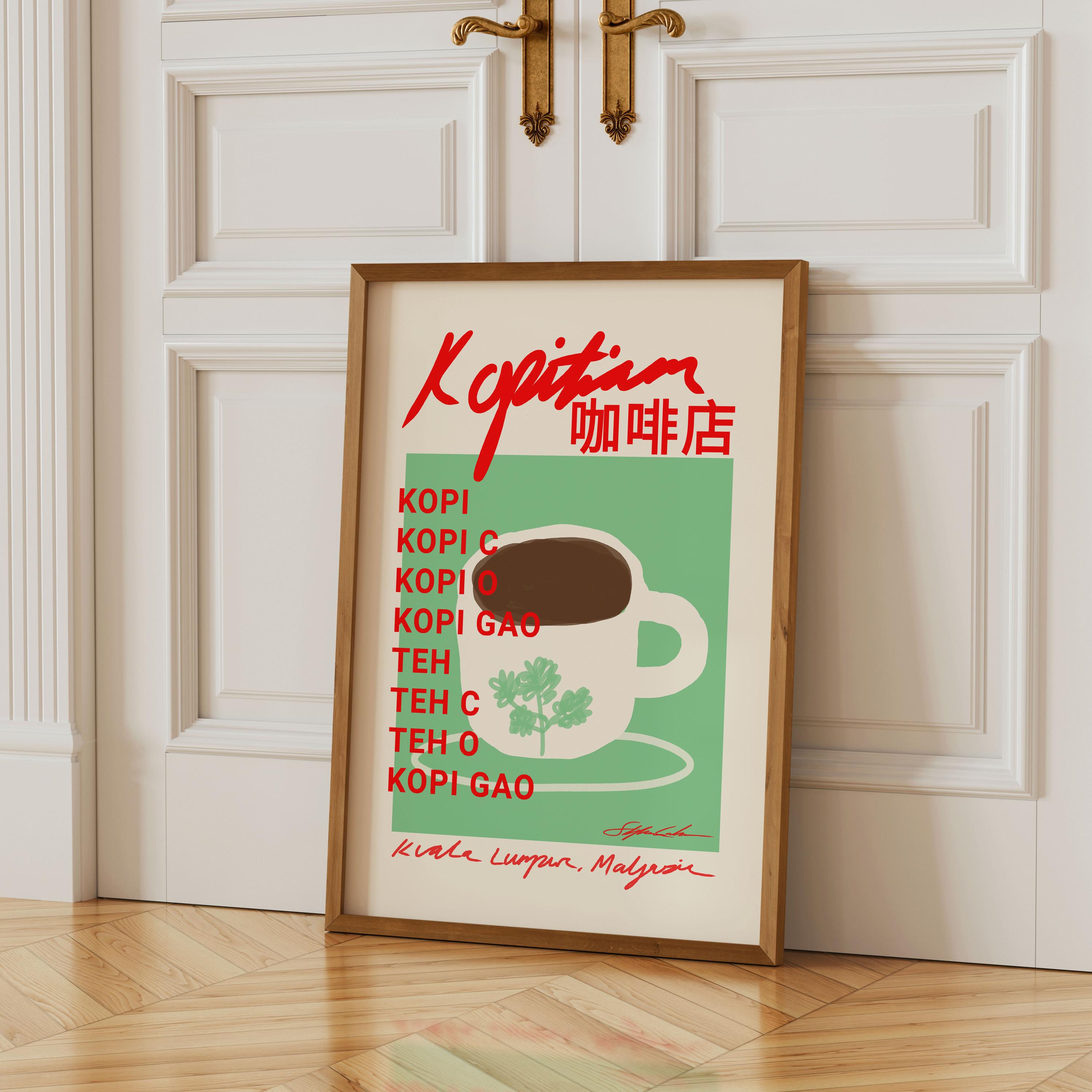 Retro Kopitiam Poster: Vintage Asian Coffee Bar Art Print, Coffee