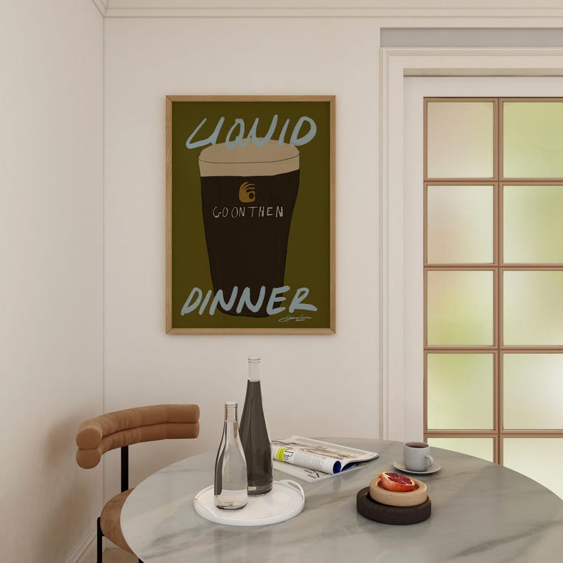 Liquid Dinner Guinness Beer Print: Irish Wall Art for Kitchen and Bar Cart image 10