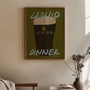 Liquid Dinner Guinness Beer Print: Irish Wall Art for Kitchen and Bar Cart image 13