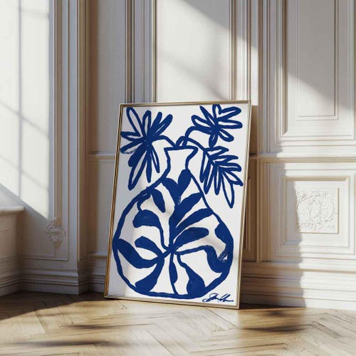 Impression abstraite sur vase : oeuvre d'art murale moderne Mid-Century, bohème
