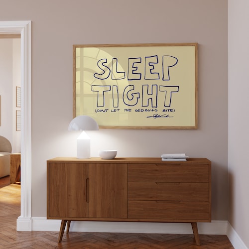 Sleep Tight Horizontal Print, Mid Century Print,  Aesthetic wall art, Bauhaus Print, Typography Print, Trendy Bedroom Poster, Narrow Print