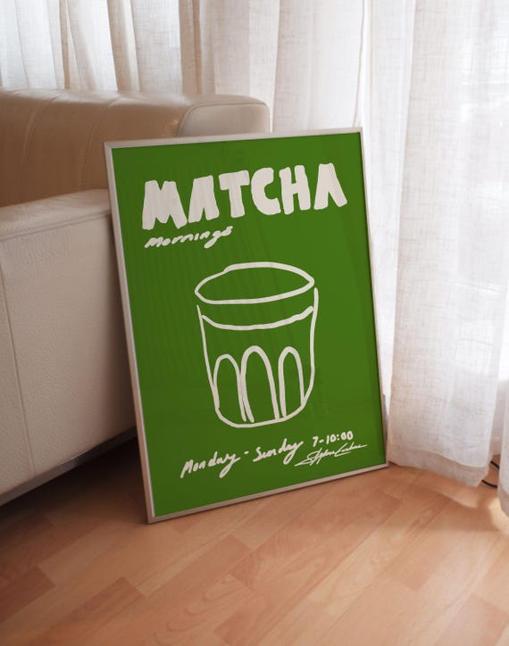 Matcha Poster: Retro Coffee Bar Art, Modern Kitchen Print