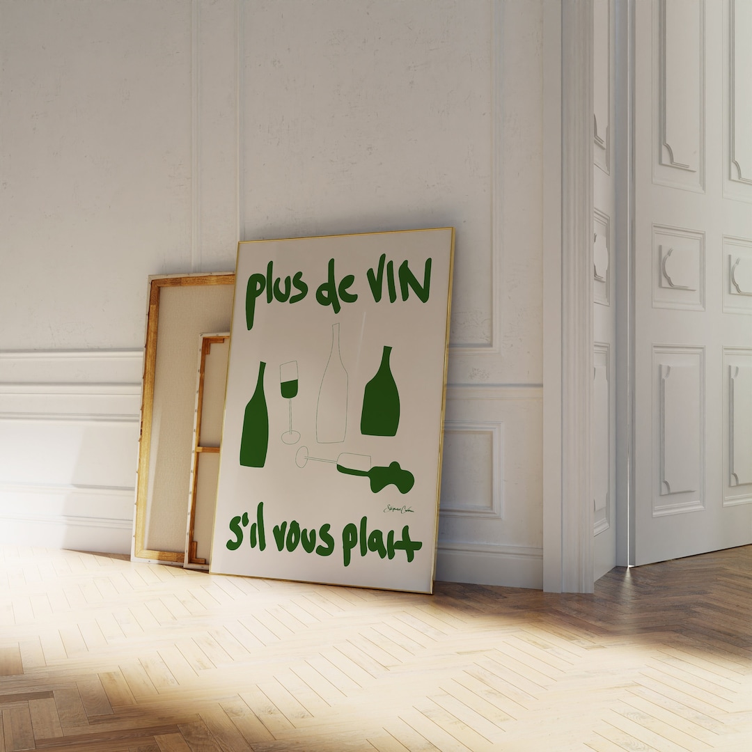 French Wine Poster Retro Drink Poster French Poster Bar Cart Decor