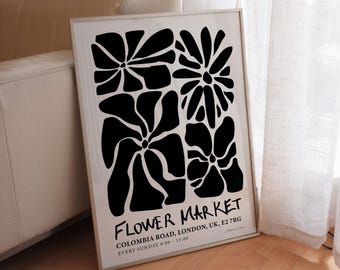 London Flower Market Print: Boho Botanical Wall Art, Columbia Road Flowers
