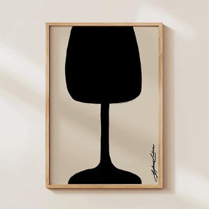 Wein Glas Küche Poster, Mid Century Modern Wall Art Print