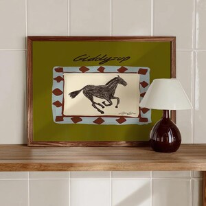 Impresión artística de pared horizontal Giddyup Horse, ilustración de vaquero del suroeste imagen 16