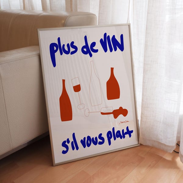 French Wine Art Print – Minimalist Bar Cart Decor