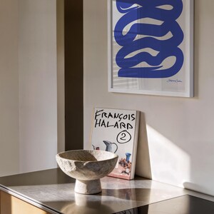 Blue Abstract Squiggle Art Print: Mid Century Modern Bauhaus Poster image 8