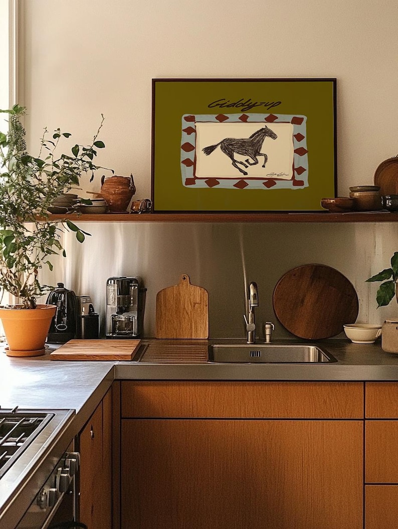 Impresión artística de pared horizontal Giddyup Horse, ilustración de vaquero del suroeste imagen 14