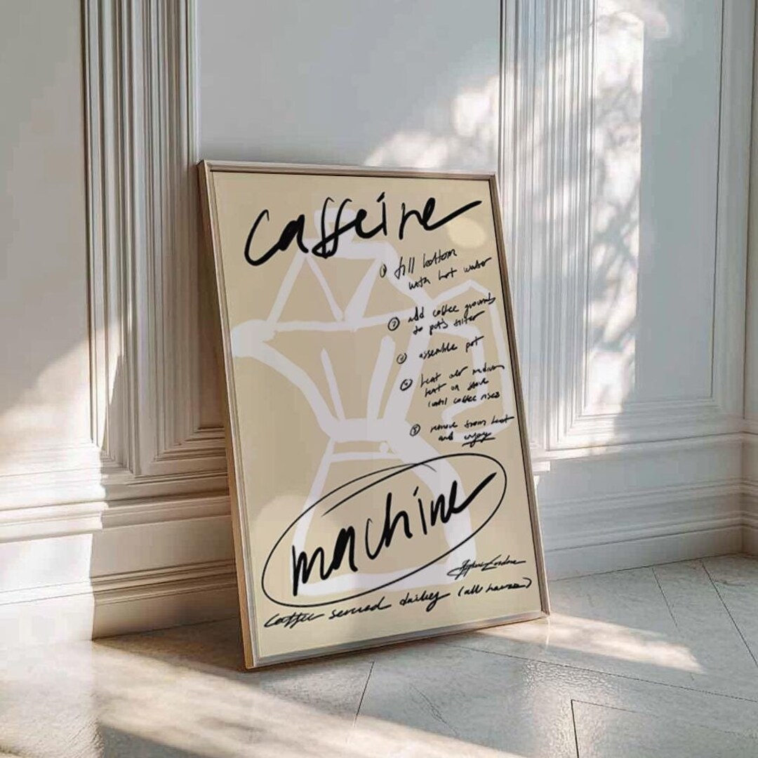 Caffeine Machine Poster, Cafe Poster, Retro Coffee Sign, Modern Coffee ...