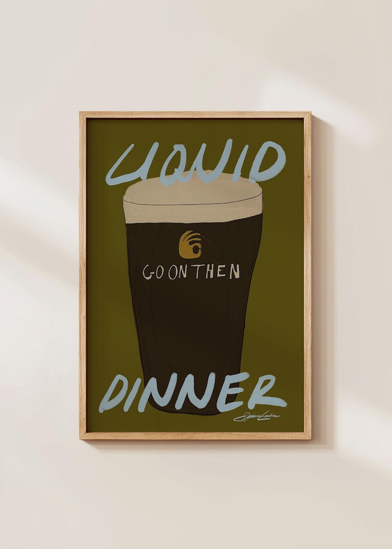 Liquid Dinner Guinness Beer Print: Irish Wall Art for Kitchen and Bar Cart image 2