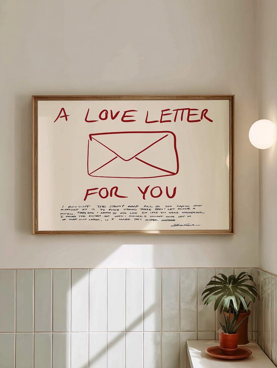 Love Letter Art Print: Modern Typography Poster, Gallery Wall