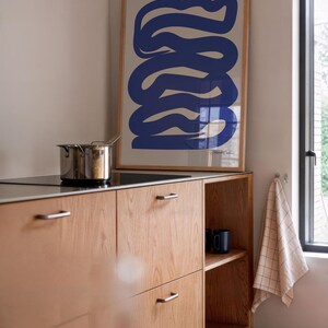 Blue Abstract Squiggle Art Print: Mid Century Modern Bauhaus Poster image 7
