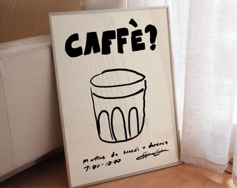 Caffe Poster: Espresso Coffee Lover Gift, Modern Kitchen Wall Art