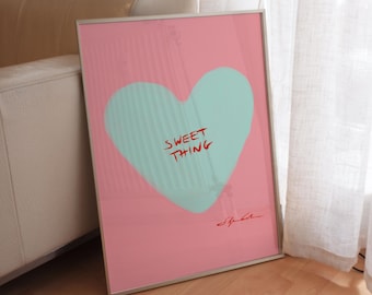 Sweet Thing Sweetheart Print: Pastel Heart, Trendy Wall Art, Valentines Day Gift