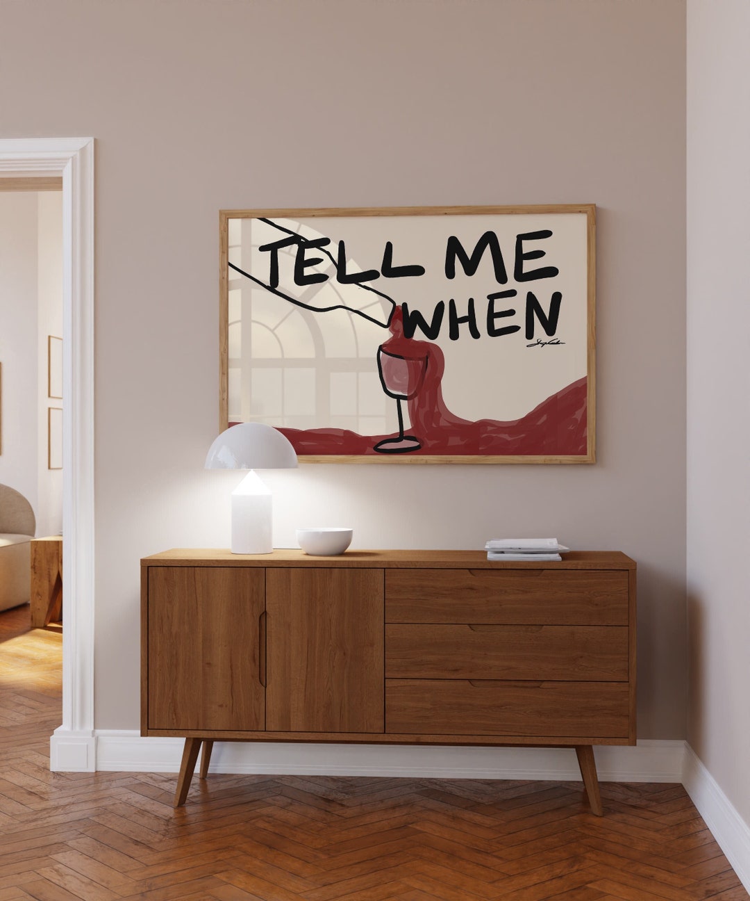 Tell Me When Horizontal Wine Print - Retro Wine Print - Bar Cart Art ...