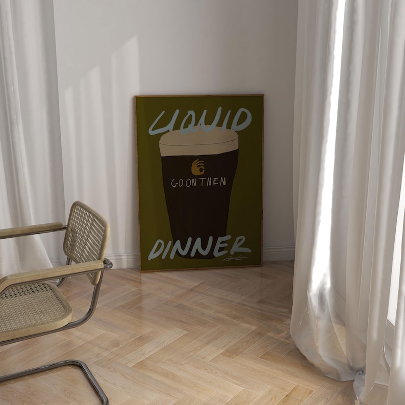 Liquid Dinner Guinness Beer Print: Irish Wall Art for Kitchen and Bar Cart image 8
